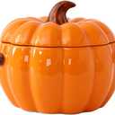 Dutch Oven Pot with Lid, Pumpkin Pottery Dessert Saucepan, Mini Baking Dish Cute Pumpkin Bowl, Covered Dutch Oven Ceramic Stockpot, Pumpkins-Shaped Casserole (Orange)