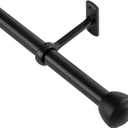 Telescoping Curtain Rods for Windows 51 to 144 Inch Adjustable, 1 Inch Diameter Heavy Duty Black Drapery Rod Set with Clean Modern Finials