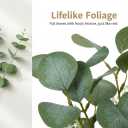 Briful Artificial Eucalyptus Stems in Glass Vase with Faux Water, 14" Fake Plant Eucalyptus Leaves for Home Bathroom Office Farmhouse Wedding Centerpiece Dcor (Clear)