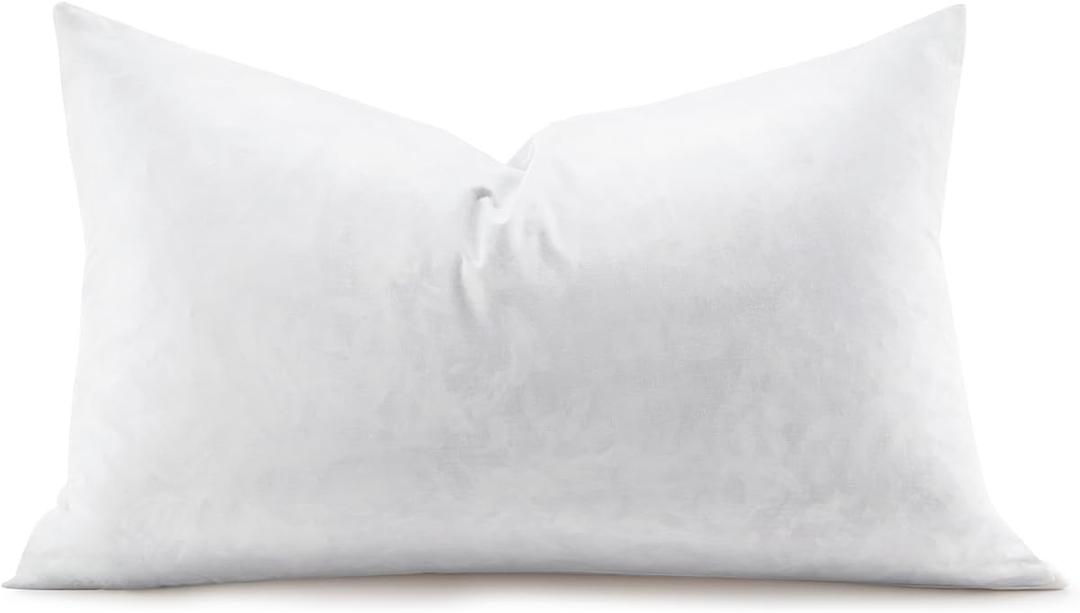 Feather Rectangle Lumbar Pillow Insert, Soft Fluffy 12 x 20 Inches Decorative Throw Pillow Insert for Bed, Couch and Cushion