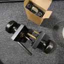 STARPY Black Door Knobs with Square Rosette, Interior Door Handles for Bath & Bed, Heavy Duty Door Knob with Lock, Black