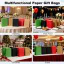 KWZESLE Kraft Paper Gift Bags with Handles, 4 Assorted Colors (Red/Green/Black/Kraft) Party Favor Bags for Wedding, Christmas, Birthday (Multicolored, 3.15 * 6.3 * 8.6in)