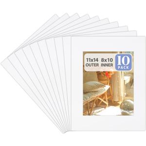 Golden State Art, Pack of 10, 11x14 for 8x10 Color Picture Photo Mat -White-core, Acid-Free - Great for Frames, Artwork, Prints, Pictures, White