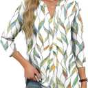 XIEERDUO 3/4 Length Sleeve Womens Tops V Neck Pleated Work Blouses Dressy Casual Summer Tops 2025 Trendy (L)