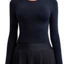 RUNNING GIRL Long Sleeve Workout Tops for Women Soft Crew Neck Basic Tight Cropped Top Casual Seamless Shirt (XL)