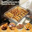 E-far Air Fryer Basket for Oven, Large 16 x 12 Stainless Steel Air Fryer Pan and Crisper Tray, Air Fryer Rack with Baking Pan for Crisper Foods Frying Healthy Cooking, Dishwasher Safe