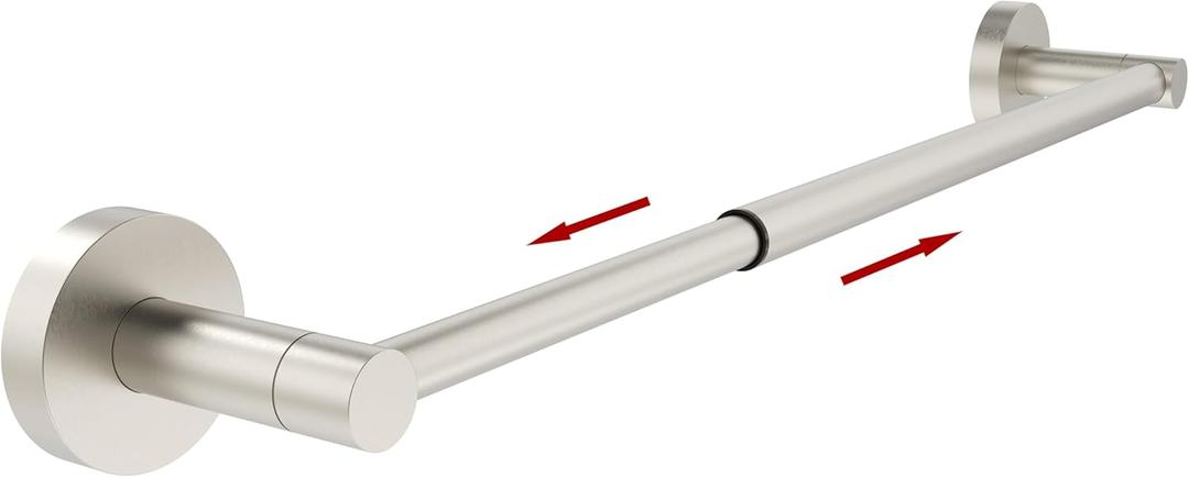 Ruacq Adjustable Towel Bar 13.7 to 24 Inch Bathroom Nickel Single Towel Bar Stainless Steel Modern Wall Mounted Round Towel Holders, Brushed Nickel