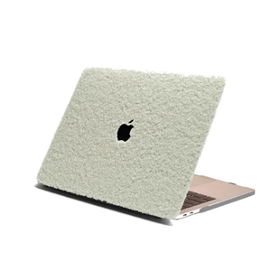 MacBook Case in Beige Teddy Fleece, Compatible with MacBook 12 inch Case, White