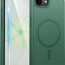 FNTCASE for iPhone 17e Case: iPhone 16e Phone Case [Compatible with Magsafe] Matte Cases with [Screen Protector] Military Grade Shockproof Protective Phone Cover - Full Green