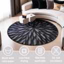 Inchgrass Purple-Brown Pinstripe 6ft Round Faux Fur Area Rug, 16" x 8.7", Machine Washable, Modern Style