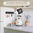 VIS'V Magnetic Key Holder Wall Mount, Metal Adhesive Key Hanger with 4 Hooks, No Drilling, 2 Mount Options, Black, Large