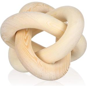 Yalikop 3 Link Wood Knot Decor Rustic Home Dcor Accents Hand Carved Coffee Table Decoration, Boho Chain Link Decoration, Modern Shelf, Rustic Objects for Home Living Room Bedroom(Natural)