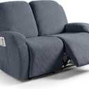 Ruaozz Recliner Sofa Covers Recliner Chair Covers Loveseat Recliner Slipcovers with Pockets Washable Furniture Protector with Elastic Bottom (2 Seater, Grey)