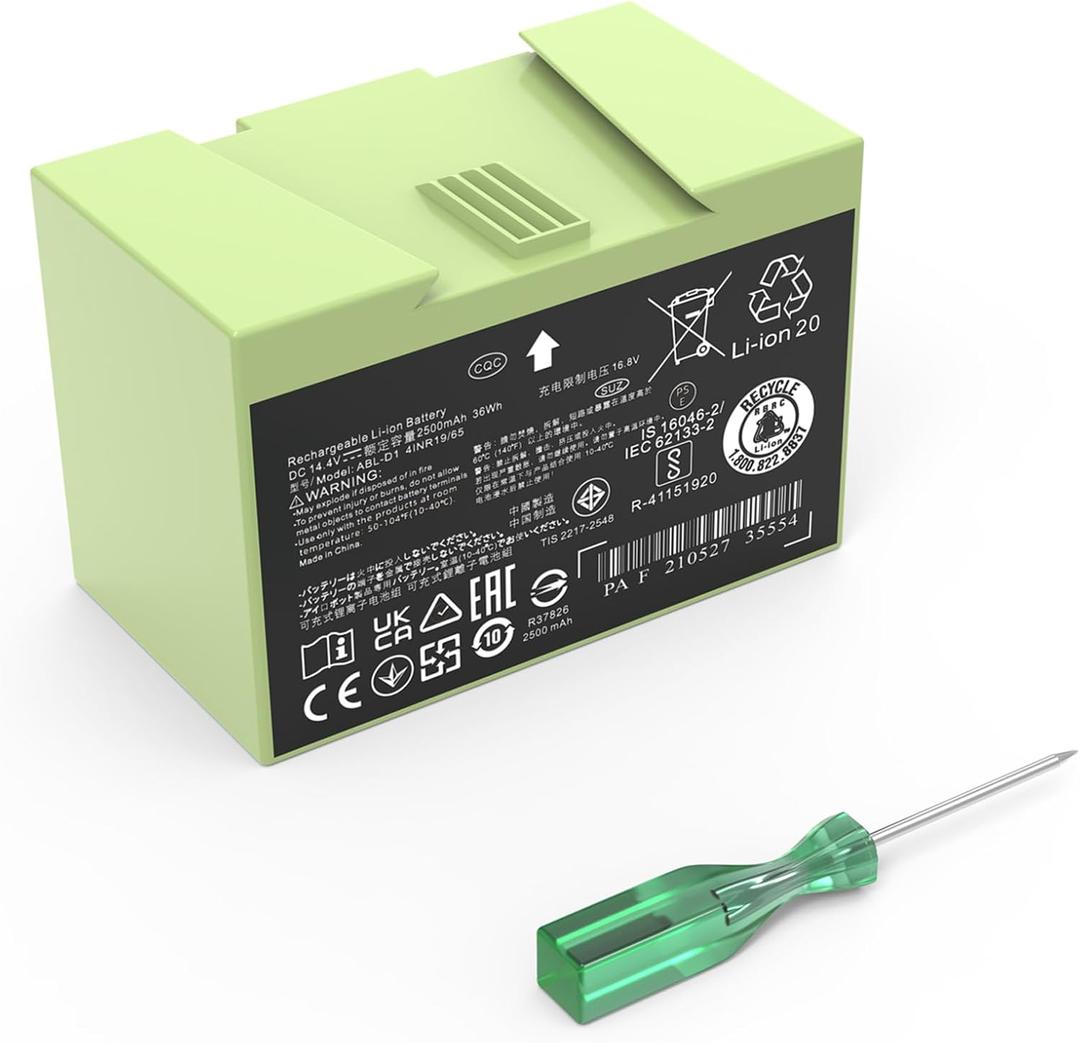 for iRobot Roomba e & i Series ABL-D1 Battery Replacement, Compatible with Roomba i8 i8+ i7 i7+ i4 i4+ i3 i3+ e5 e6 J7 J7+ J6+ J6 Plus J5 J5+ Series Li-ion Batteria Capacity 14.4V 36Wh