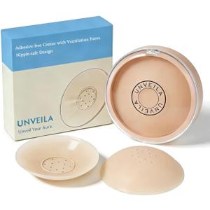 Breathable Sticky Pasties Silicone Reusable Nipple Covers for Women Sticky Boobs No Show for A-C Cups