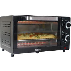 Total Chef Toaster Oven - Countertop Oven for Toast, Bake, Broil, Pizza, Compact Size For Small Kitchen, Appliance with Timer, Black, 4 Slice Toaster Oven