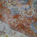 YJ.GWL Area Rug for Living Room, 4x6 Machine Washable Boho Rug for Bedroom, Low Pile Lightweight Thin Rugs Floral Vintage Distress Print Pattern Carpet for Dining Room, Brick