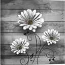 Nachic Wall Rustic Flower Canvas Wall Art Vintage Daisy Floral Painting Farmhouse Picture Wall Decor Framed Ready to Hang 24x24 Inch