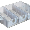 MyGift Single Stackable Tray, Add-on for 11 Inch Smoke Gray Transparent Arts & Crafts Storage Box, 9 Compartment Sewing Supplies Organizer with 3 Drawers and Removable Dividers