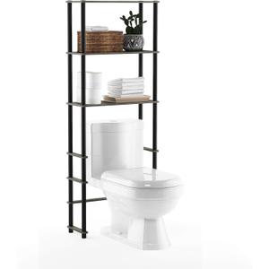 Furinno Turn-N-Tube with 3 Shelves Toilet Space Saver, French Oak Grey/Black