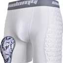 COOLOMG Youth Boys Baseball Sliding Shorts with Soft Foam Cup Padded Sliders Underwear for Football Lacrosse Hockey (Medium, White)