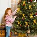 12 Pcs Gold Metal Bow Ornaments with Red Gem  3.4x5.6 Clip-On Christmas Tree Bows, Elegant Gold Bow Decorations for Wreaths, Garlands, Weddings, Parties & Home Decor