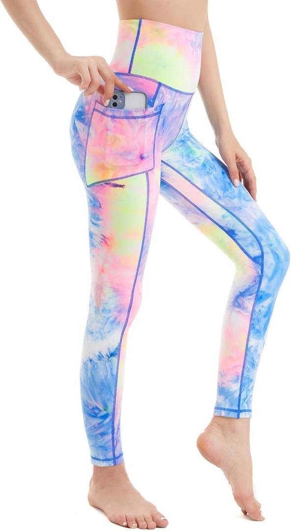 Amytis Women's Sports Leggings, High Waist Yoga Trousers with Pockets, Long Sports Trousers, Opaque Leggings, Fitness Sports Leggings, 2XL