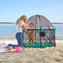 Summer Infant Pop N Play Deluxe Ultimate Playard, Aqua Splash - Full Coverage Indoor/Outdoor Portable Play Pen with Fast, Easy and Compact Fold