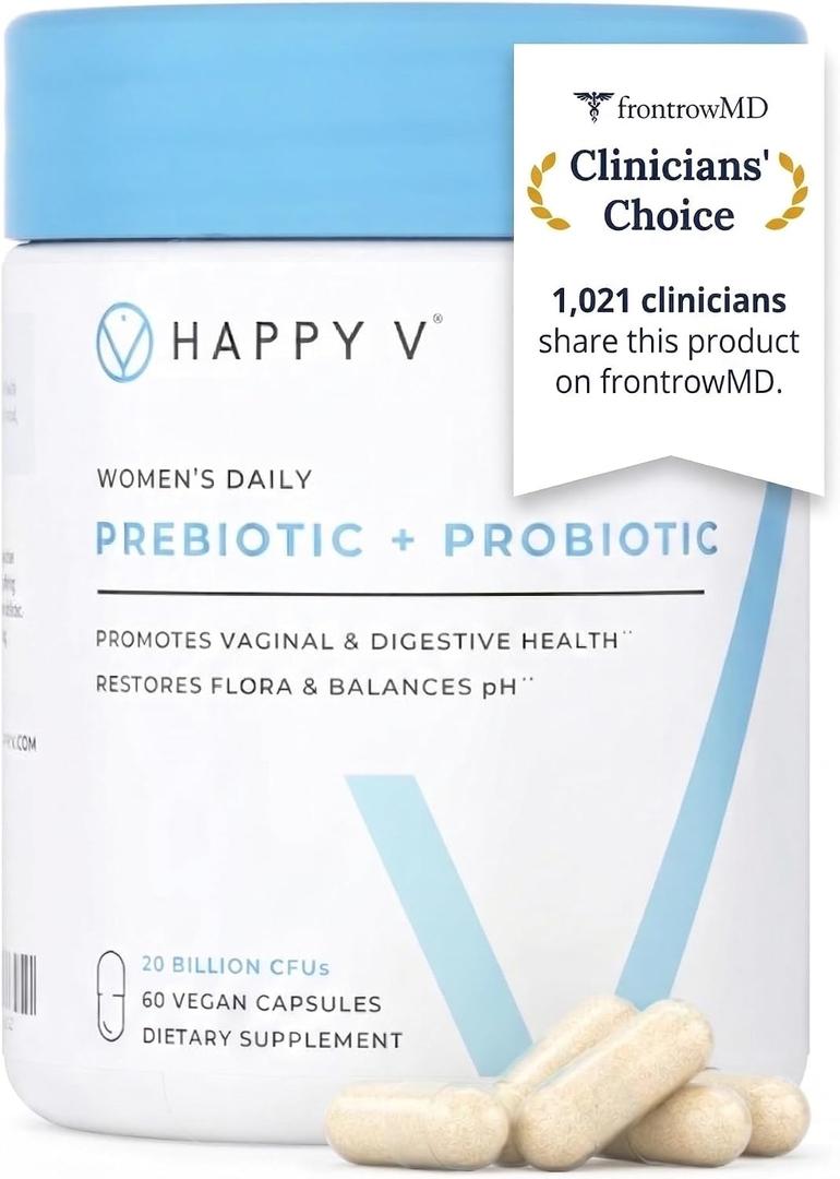 Happy V Dr. Formulated Vaginal Probiotics for Women Odor & Itch Support, Urinary & Gut Health, pH Balance | Womens Daily Probiotic with Patented Prebiotics & Lactobacillus for Feminine Wellness. Best by:04/2028