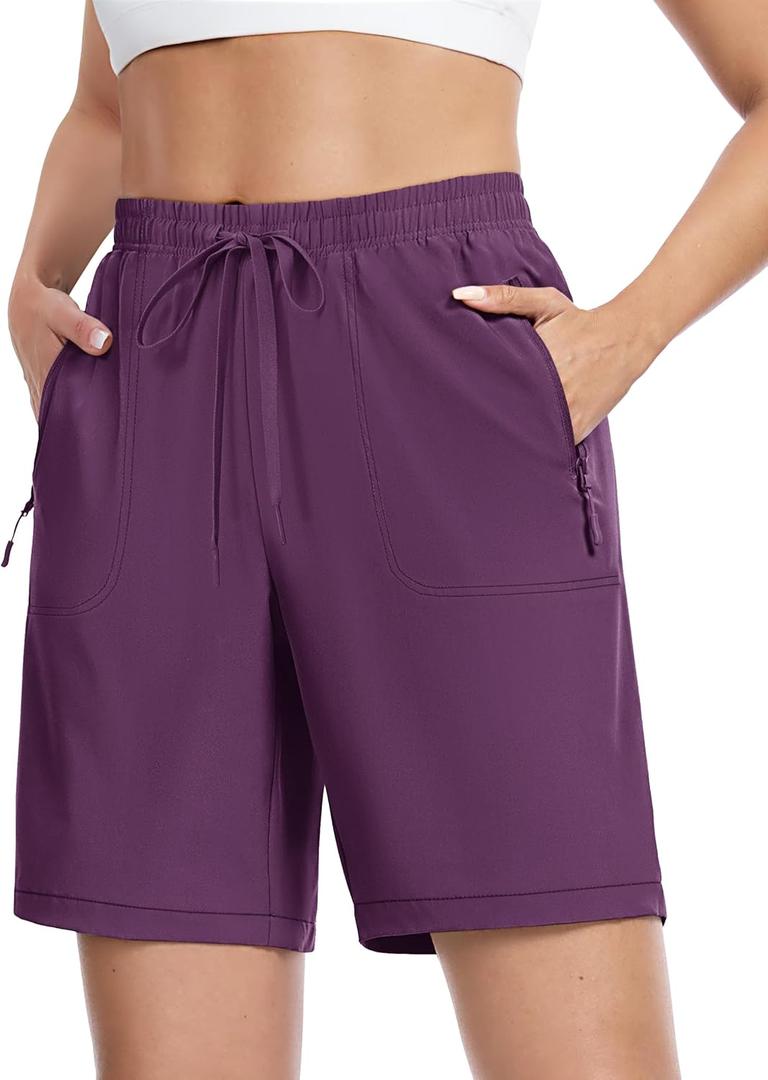 TACVASEN Women's Hiking Shorts 8" Quick Dry Lightweight Water Resistant Athletic Shorts with Pockets Outdoor Golf Active (XXL)