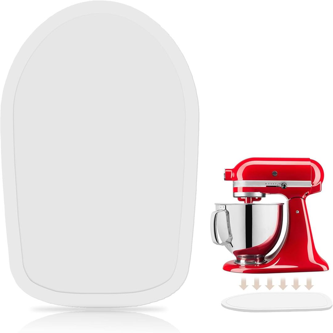 Mixer Slider Compatible with 4.5-5 QT Kitchen Aid Stand Mixers, Kitchen Countertop Storage Mover Sliding Caddy Mixer Slider Mat for Kitchen Aid Stand Mixer Accessories Attachment (Bamboo - White)