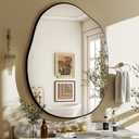 HARRITPURE Irregular Wall Mirror 26"x40" Black Asymmetrical Bathroom Mirror Wood Framed Modern Decorative Vanity Mirrors for Bedroom Living Room Entryway