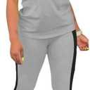 Nimsruc Biker Short Sets Women 2 Piece Outfits Summer Short Sleeve Jogger Tracksuit, Large