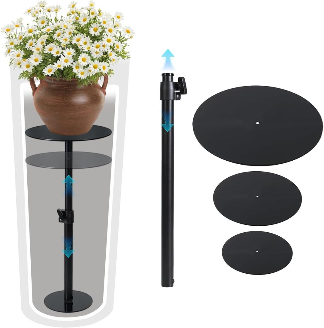 Adjustable Plant Risers for Inside Pots,17-32" Adjustable Pure Iron Planter Inserts, Planter Risers Insert Filler for Large Pots,Indoor & Outdoor Insert with 8-10 Top & 6-10 Base