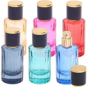 6 Pcs 6 Colors 30 Ml Empty Perfume Spray Bottles Glass Round Perfume Refillable Travel Containers Sprayer Portable