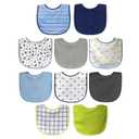Neat Solutions 10 Pack Water Resistant Bib Set Blue/Grey Assorted, 10 Count, 0+ Months