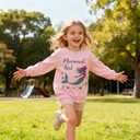 Girls Cotton Crewneck Sweatshirt Size 2-10 Years Toddler Girls Kid Graphic Shirts (Pink) 4T
