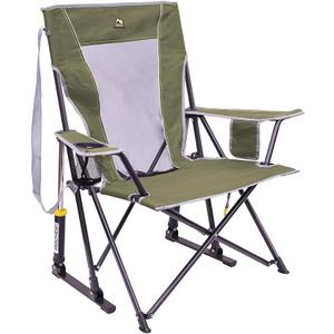 GCI OUTDOOR Comfort Pro Rocker Camping Chair | Portable Folding Rocking Chair with Durable Armrests & Drink Holder  Loden Green