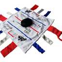 Baby Jack & Co 10x10 Hockey Sports Lovey Sensory Plush Blanket - Tag Toys for Babies - Baby Stroller Toys - Learn Shapes, Letters & Colors - MVP Baby Puck Toy & Baby Sports Gift w/Stroller Clip