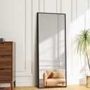 Full Length Floor Mirror 57"x17", Floor Standing with Aluminum Frame, Freestanding/Leaning/Wall Mount, Shatter-Resistant Glass for Bedroom, Living Room, Black