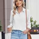 HOTOUCH Button Down Shirts for Women Long Sleeve Blouse Dressy Casual Business Work Tops with Pocket (White)