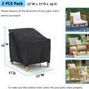 Gasadar Patio Chair Covers 2 Pack Waterproof for Outdoor Furniture, Heavy Duty 600D Patio Furniture Covers for Lounge Lawn Deep Seat 32" W x 37" D x 36" H, Black