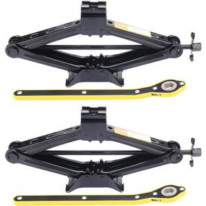 2 Pack 2T Scissor Jack for Car - 2 Ton Robust Steel Car Jack with Saving Effort Ratchet Handle, 2 Ton Load Capacity, Universal Cars Jacks Tool Kit for Auto and Trucks