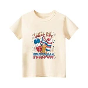 Habudda 4th of July Shirt Boys Girls Kids Toddler 250th USA Shirts Red White and Blue American Flag Independence Day Tee, Size 140
