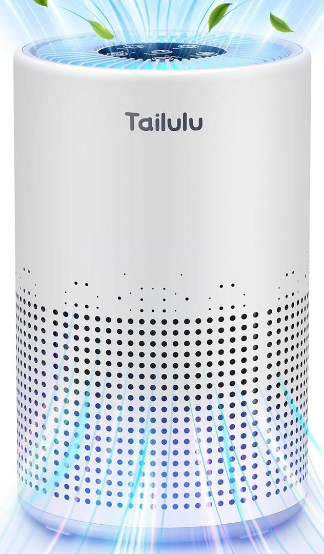 Air Purifiers for Bedroom Home Pets 1200 Ft, Tailulu H13 True HEPA Air Filter Portable Air Purifier with 12dB Sleep Mode, Speed Control, Timer, Quiet Air Cleaner For Odor Dust Smoke Pollen AP050 (White)