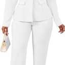 Ophestin Business 2 Piece Pant Suits for Women Dressy Blazer Straight Leg Pantsuit Set Formal Casual Office Work Outfits XXL
