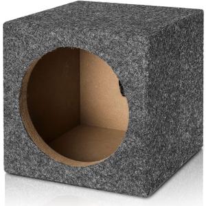 Facmogu 8in Ported Subwoofer Box, Single Car Speaker Enclosure with Great High-Density Fibreboard Sturdy Construction, Square Sub Box Enclosure with Sound-Absorbing Cotton & Premium Carpeted Finish