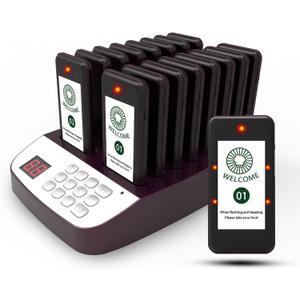 Restaurant Pager System,Beepers for Restaurants 1640ft Long Range,16 Pagers with Vibration, Flashing and Buzzer,Lineup Waiting Queue Pagers for Food Truck Church Nursery