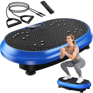 Vibration Plate Exercise Machine, Vibrating Fitness Platform for Lymphatic Drainage, Full Body Shaker Workout Equipment, Bluetooth Power Shaping Vibrate Plate, Board Sport for Home Exercise Gym, Blue