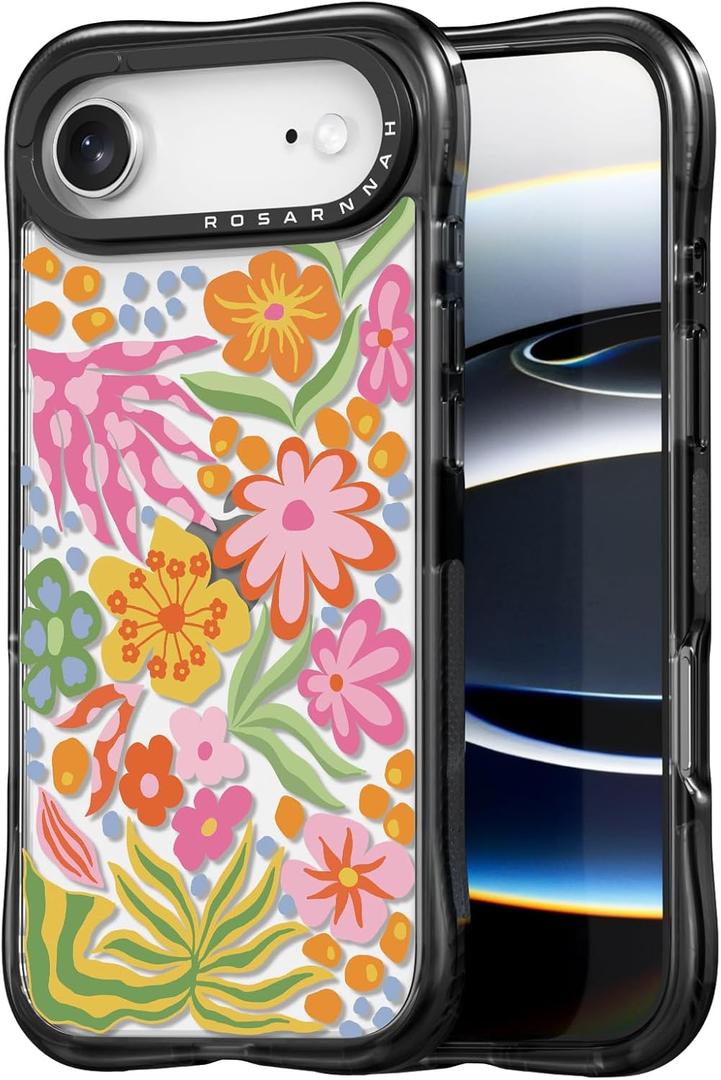 for iPhone Air Case Cute - Military-Grade 20 ft Drop Protection Shockproof Phone Case - Funny Passion Flower Design for iPhone 17 Air (6.5") Black